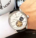 Copy Jaeger-LeCoultre Tourbillon SS Black Leather Strap Watch